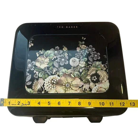 TED BAKER Vanity Case Luggage Travel Black Floral Garden Zipper - Picture 10 of 16